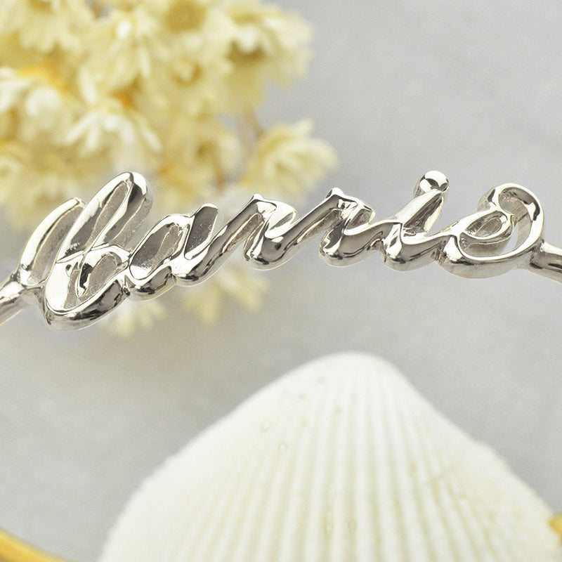 Bracciale personalizzato in argento sterling con nome 3D in stile Carrie 