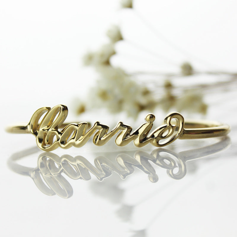 Bracciale personalizzato in argento sterling con nome 3D in stile Carrie 