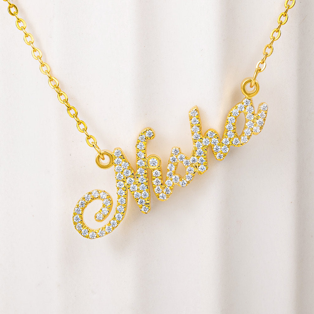 Rose Gold Full Birthstone Carrie Name Necklace