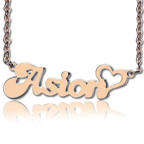 Collana con nome personalizzato con cuore in oro rosa 