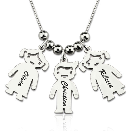 Engraved Kids Charm Necklace Sterling Silver