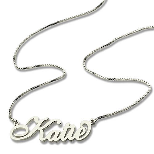 Personalized Carrie Nameplate Necklace Stering Silver