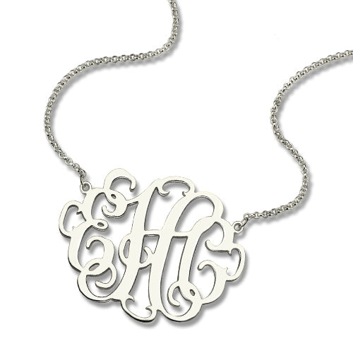 Personalized Stylish Monogram Necklace In Sterling Silver