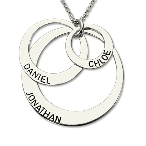 Engraved Sterling Silver Three Disc Necklace for Mothers