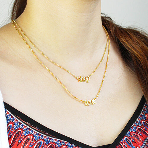 Double Layer Mini Name Necklace 18K Gold Plated