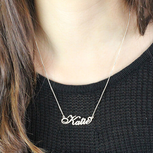 Personalized Carrie Nameplate Necklace Stering Silver