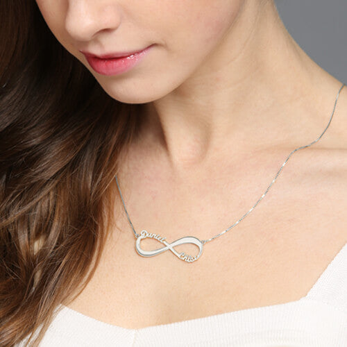 Personalized Infinity Symbol Necklace Double Name