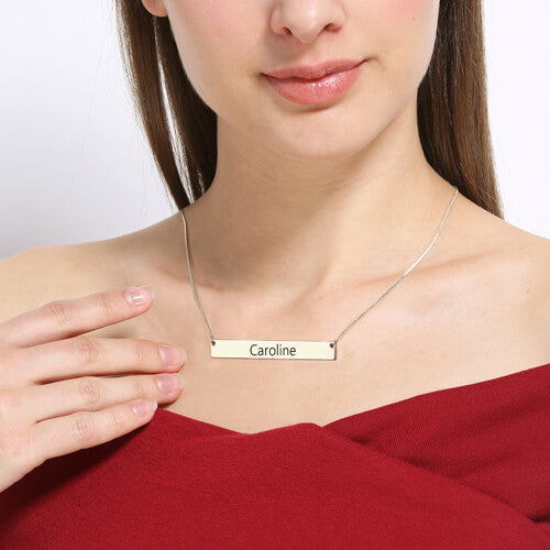 Sterling Silver Engraved Graduation Bar Necklace