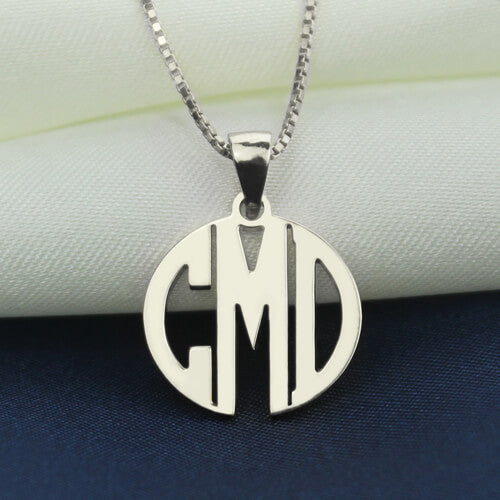 Custom XS Block Monogram Necklace In Sterling Silver