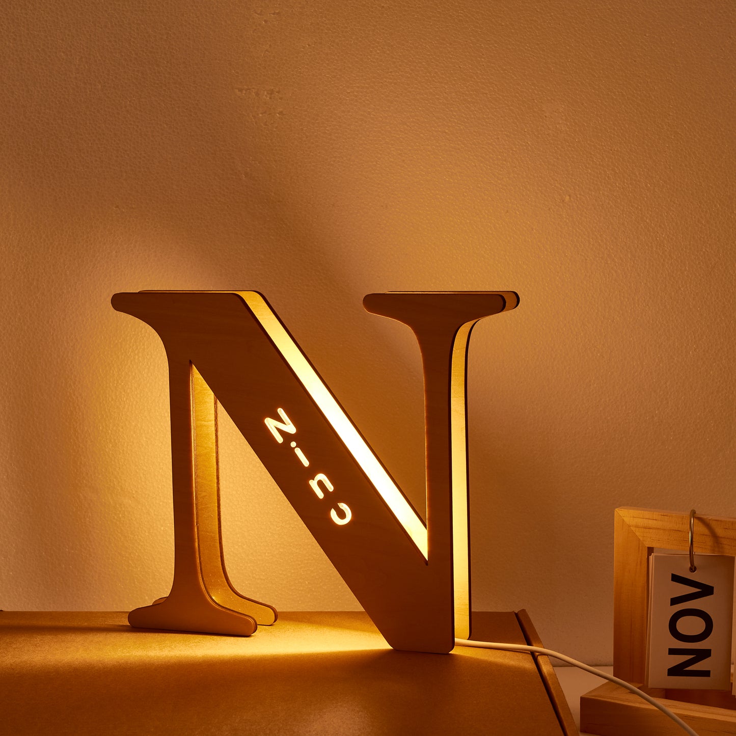 Lampada con lettere in legno personalizzata, nome personalizzato, luci notturne dell'alfabeto 19CM