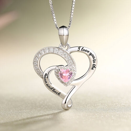 Ti amo fino alla luna e ritorno Collana con pietra portafortuna in argento sterling 