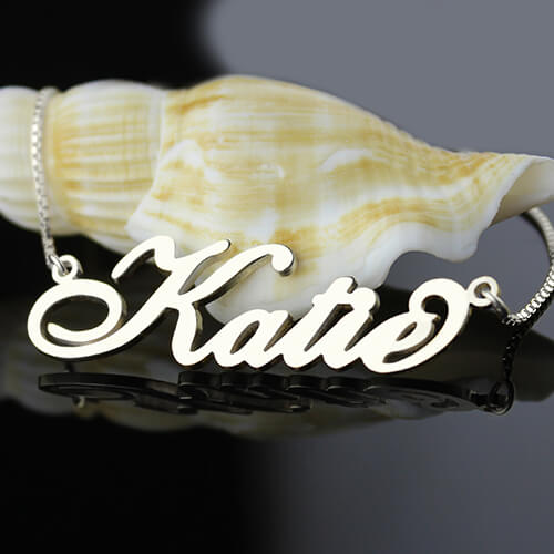 Personalized Carrie Nameplate Necklace Stering Silver