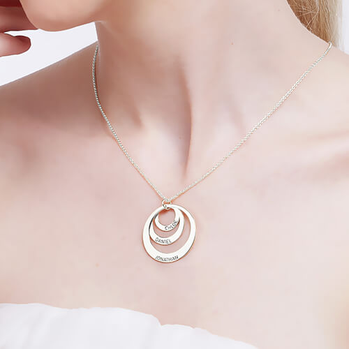 Engraved Sterling Silver Three Disc Necklace for Mothers