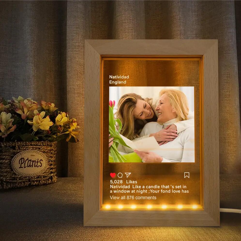 Lampada da notte a LED personalizzata Instagram con cornice per foto Luce notturna