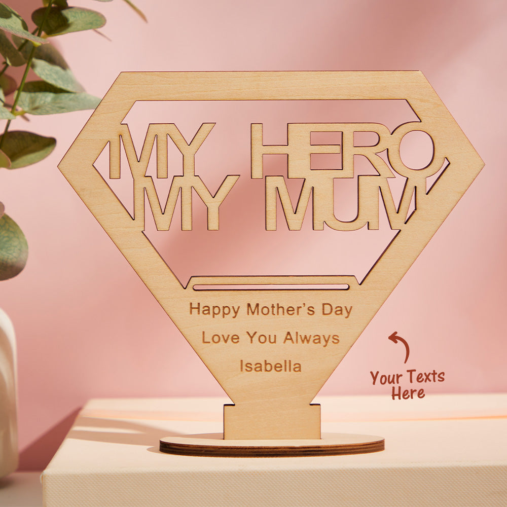 Custom Engraverd Ornament Creative Diamond Wooden Gifts for Mom