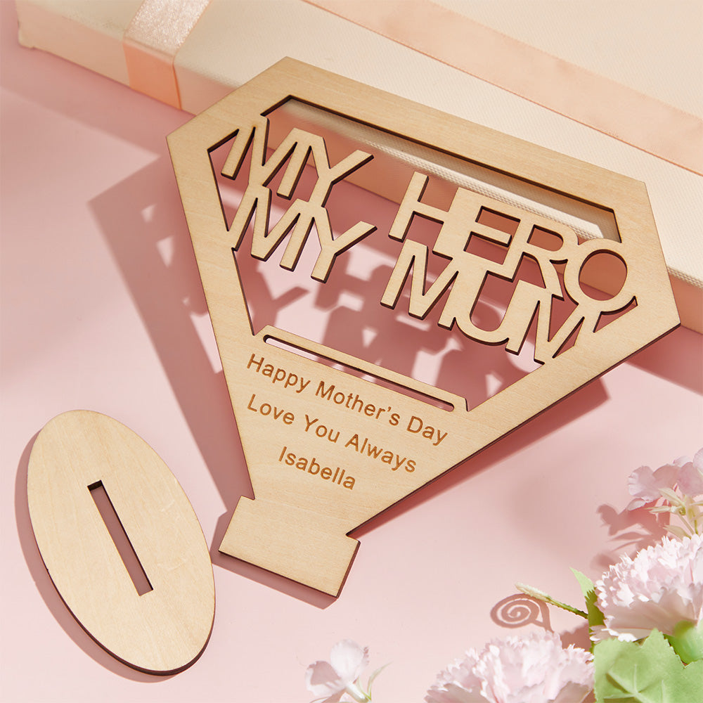 Custom Engraverd Ornament Creative Diamond Wooden Gifts for Mom