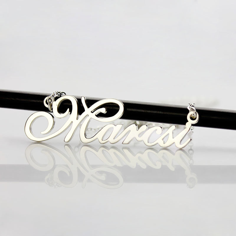 Personalized Anniversary Nameplate Necklace Sterling Silver