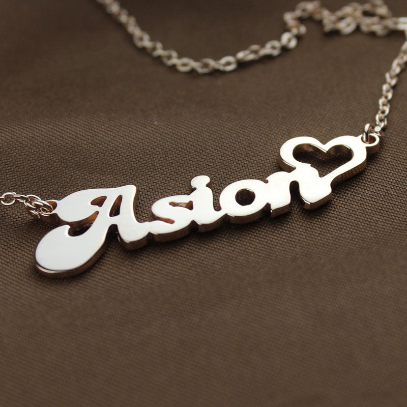 Personalized Name Necklace with Heart Rose Gold