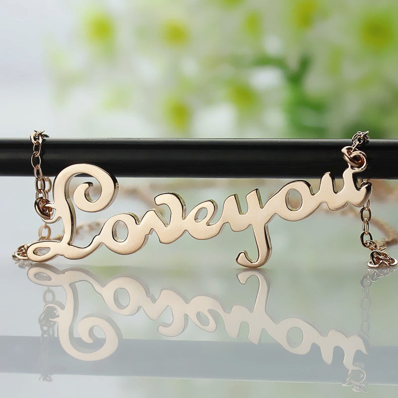 Personalized Rose Gold Plated Cursive Name Necklace