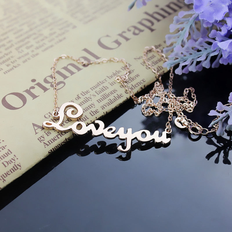 Personalized Rose Gold Plated Cursive Name Necklace