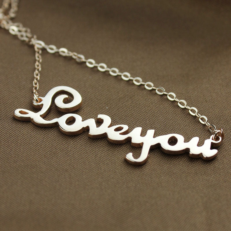 Personalized Rose Gold Plated Cursive Name Necklace