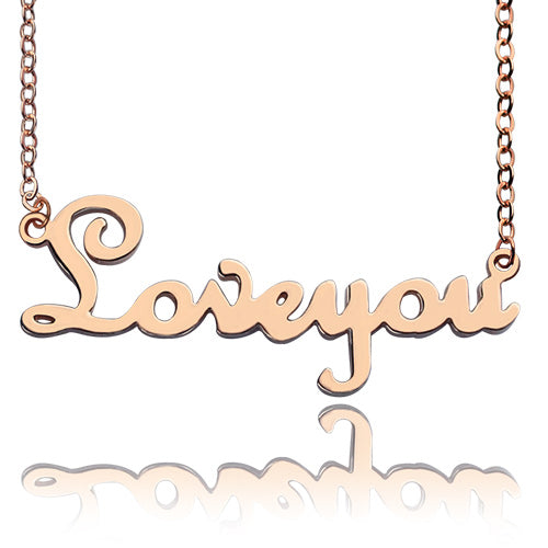 Personalized Rose Gold Plated Cursive Name Necklace