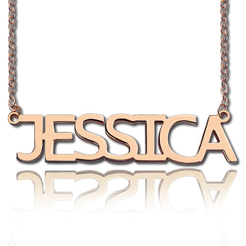 Block Letter Name Necklace Rose Gold - "jessica"