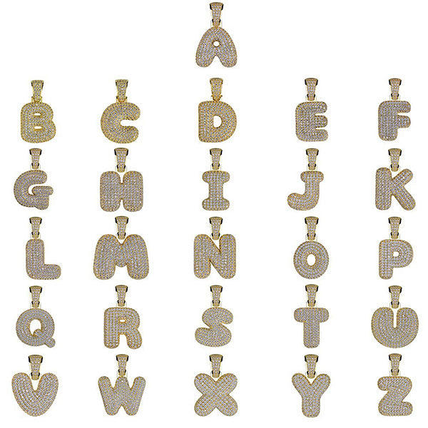 Collana personalizzata Hip Hop Bubble Letter Collana con ciondolo iniziale ghiacciato Pietra portafortuna completa