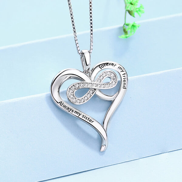 Personalized Sterling Silver Infinity Heart Necklace