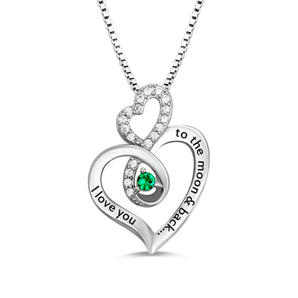 Custom Infinity Heart Birthstone Necklace Sterling Silver