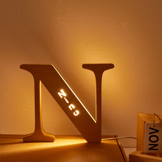 Lampada con lettere in legno personalizzata, nome personalizzato, luci notturne dell'alfabeto 19CM