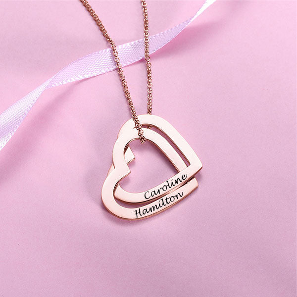 Interlocking Hearts Necklace with 18K Rose Gold Plating