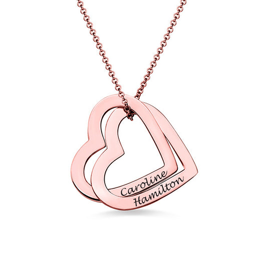 Interlocking Hearts Necklace with 18K Rose Gold Plating